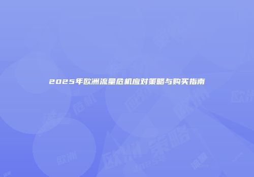 2025年欧洲流量危机应对策略与购买指南