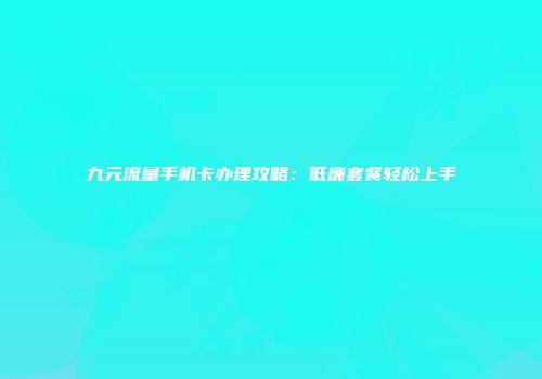 九元流量手机卡办理攻略：低廉套餐轻松上手