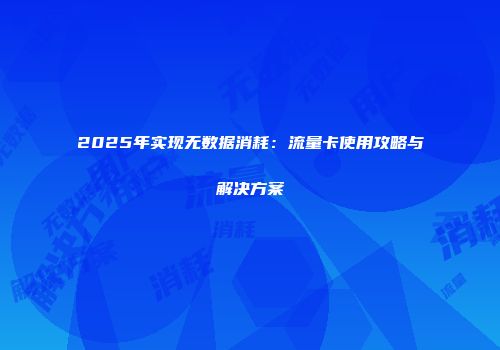 2025年实现无数据消耗：流量卡使用攻略与解决方案