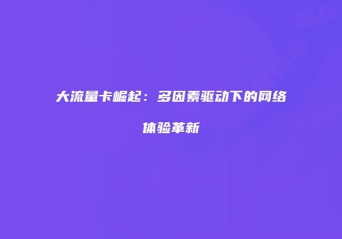 大流量卡崛起：多因素驱动下的网络体验革新