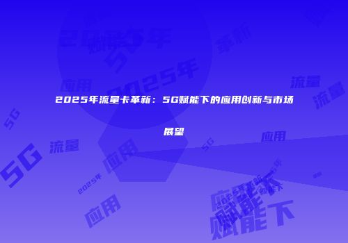 2025年流量卡革新：5G赋能下的应用创新与市场展望
