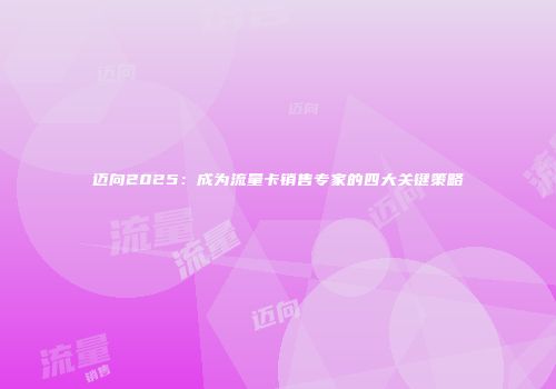 迈向2025：成为流量卡销售专家的四大关键策略