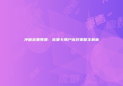 冲破流量限速：流量卡用户应对策略全解析