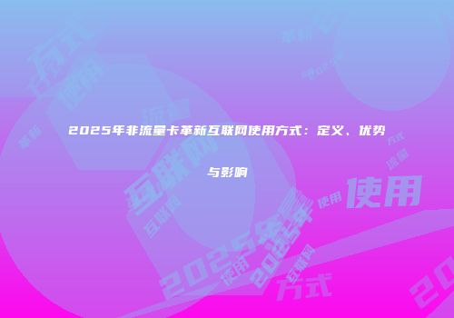 2025年非流量卡革新互联网使用方式：定义、优势与影响