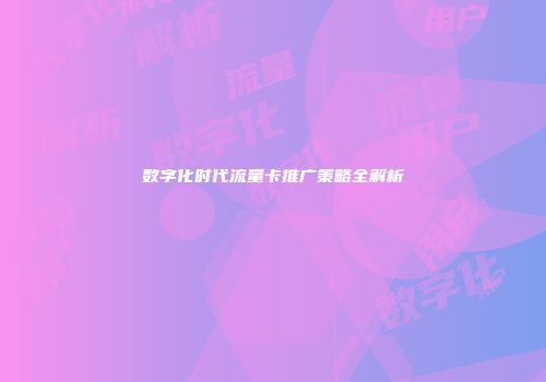 数字化时代流量卡推广策略全解析