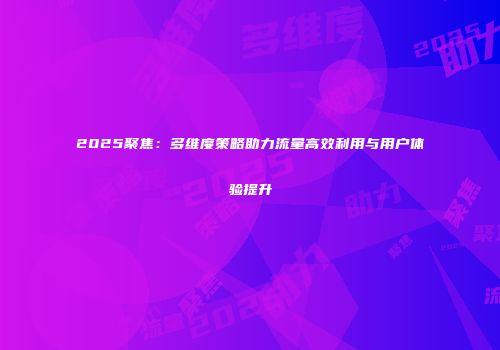 2025聚焦：多维度策略助力流量高效利用与用户体验提升