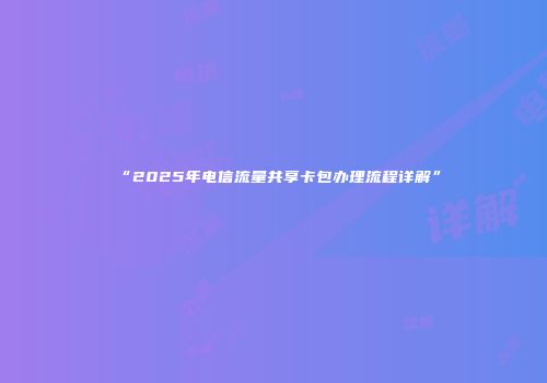 “2025年电信流量共享卡包办理流程详解”