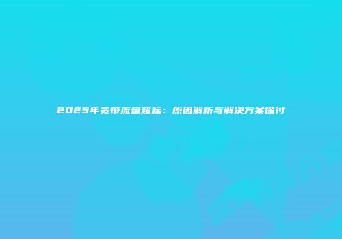 2025年宽带流量超标：原因解析与解决方案探讨