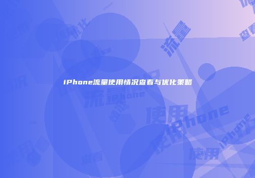 iPhone流量使用情况查看与优化策略