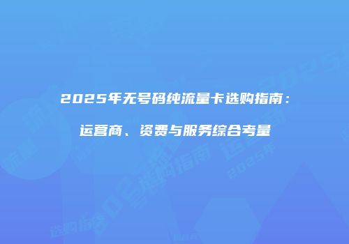2025年无号码纯流量卡选购指南：运营商、资费与服务综合考量