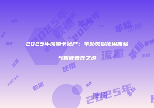 2025年流量卡账户：革新数据使用体验与智能管理之道