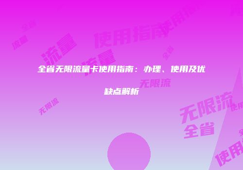 全省无限流量卡使用指南：办理、使用及优缺点解析
