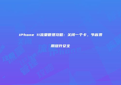 iPhone 11流量管理攻略：关闭一个卡，节省费用提升安全
