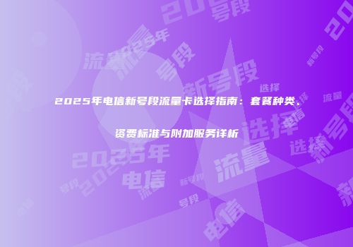2025年电信新号段流量卡选择指南：套餐种类、资费标准与附加服务详析