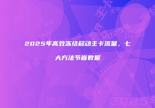 2025年高效冻结移动主卡流量，七大方法节省数据