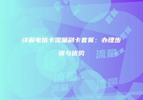 详解电信卡流量副卡套餐：办理步骤与优势