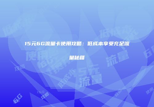 15元6G流量卡使用攻略：低成本享受充足流量秘籍