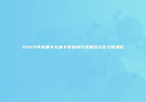 2025年流量卡充值卡号查询方式的多元化与便捷化