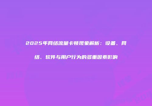 2025年网络流量卡顿现象解析：设备、网络、软件与用户行为的多重因素影响