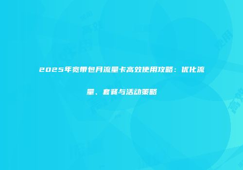 2025年宽带包月流量卡高效使用攻略：优化流量、套餐与活动策略
