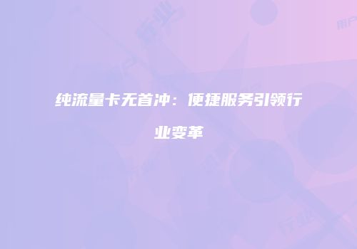 纯流量卡无首冲：便捷服务引领行业变革