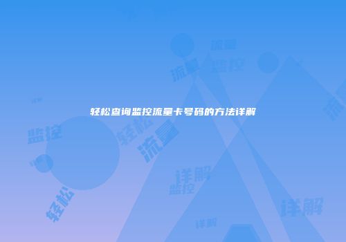 轻松查询监控流量卡号码的方法详解