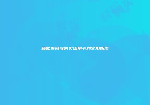 轻松查询与购买流量卡的实用指南