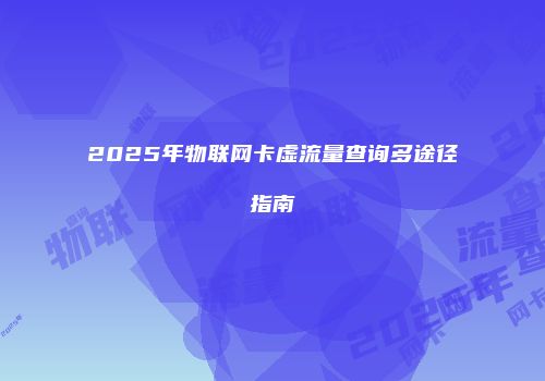 2025年物联网卡虚流量查询多途径指南
