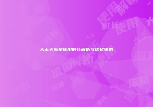 大王卡流量使用时长解析与优化策略