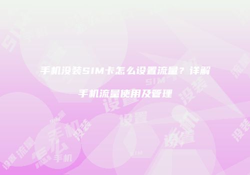 手机没装SIM卡怎么设置流量？详解手机流量使用及管理
