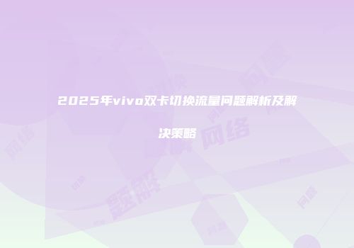 2025年vivo双卡切换流量问题解析及解决策略