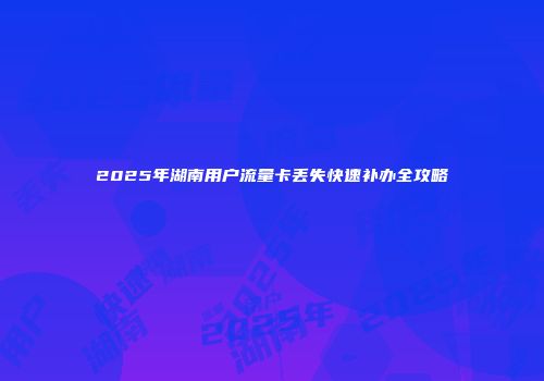 2025年湖南用户流量卡丢失快速补办全攻略