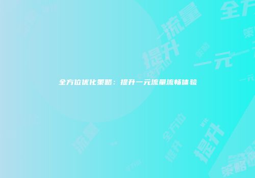 全方位优化策略：提升一元流量流畅体验