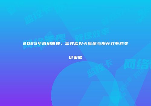 2025年网络管理：高效监控卡流量与提升效率的关键策略