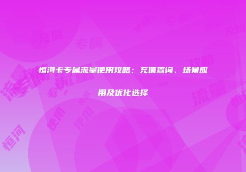 恒河卡专属流量使用攻略：充值查询、场景应用及优化选择