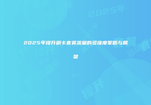 2025年提升副卡套餐流量的多维度策略与展望