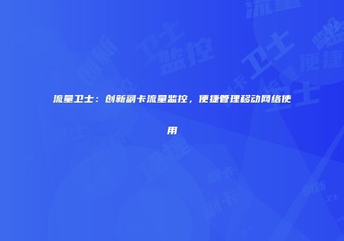 流量卫士：创新副卡流量监控，便捷管理移动网络使用