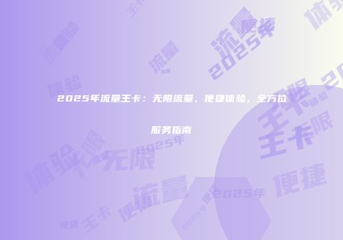2025年流量王卡：无限流量，便捷体验，全方位服务指南
