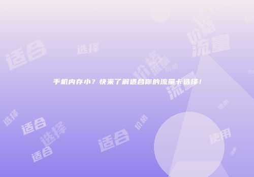 手机内存小？快来了解适合你的流量卡选择！