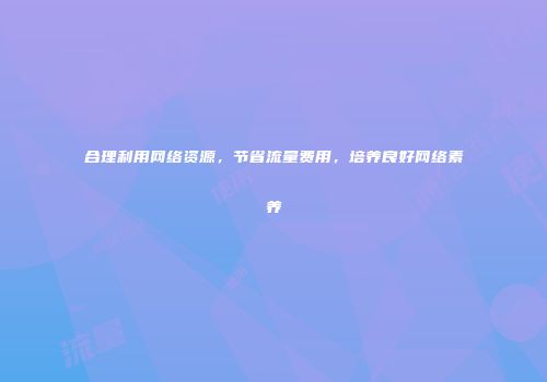 合理利用网络资源，节省流量费用，培养良好网络素养