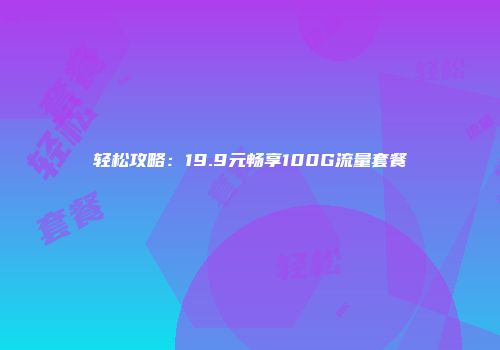 轻松攻略：19.9元畅享100G流量套餐