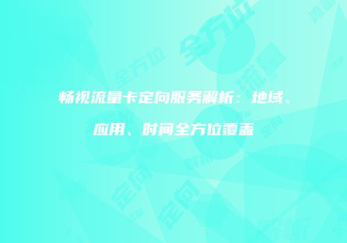 畅视流量卡定向服务解析：地域、应用、时间全方位覆盖