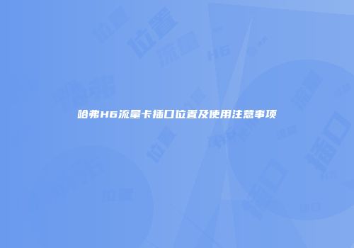 哈弗H6流量卡插口位置及使用注意事项