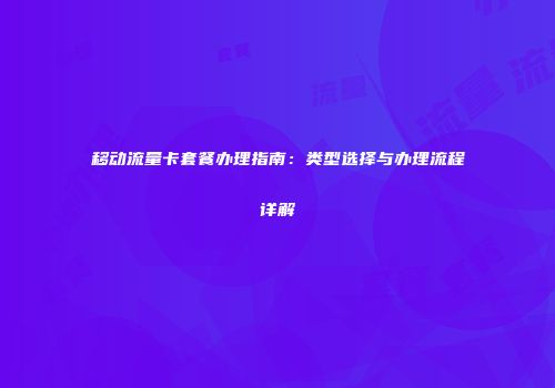 移动流量卡套餐办理指南：类型选择与办理流程详解