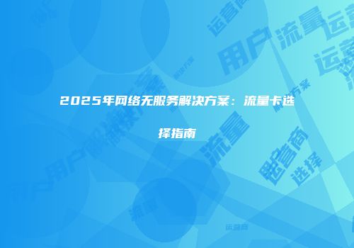 2025年网络无服务解决方案：流量卡选择指南