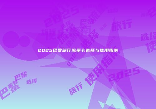 2025巴黎旅行流量卡选择与使用指南