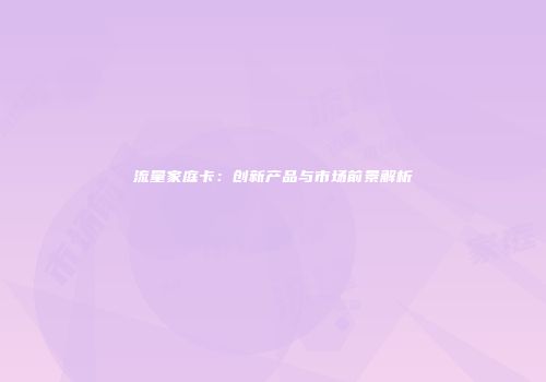 流量家庭卡：创新产品与市场前景解析