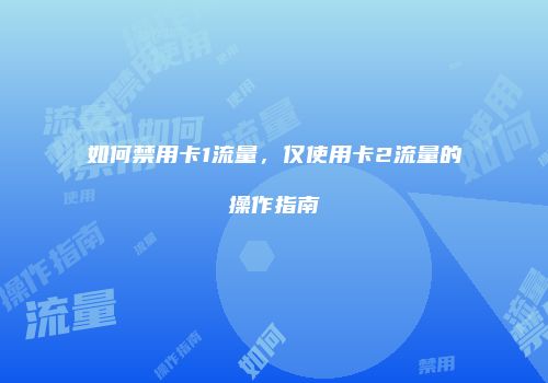 如何禁用卡1流量，仅使用卡2流量的操作指南