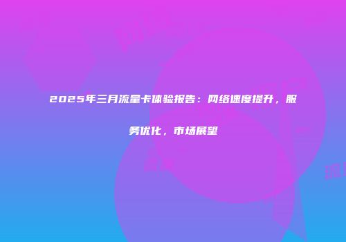 2025年三月流量卡体验报告：网络速度提升，服务优化，市场展望
