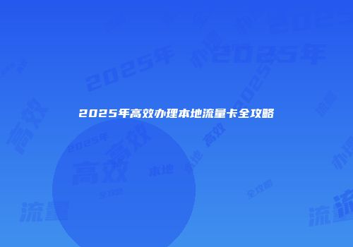 2025年高效办理本地流量卡全攻略